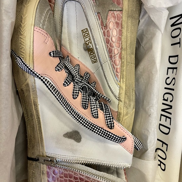 Golden Goose Pink Croc High Top Slide Sneakers - Picture 3 of 4